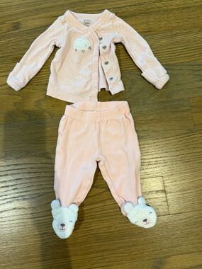 Pink Baby Two-Piece Set with Sheep Detail